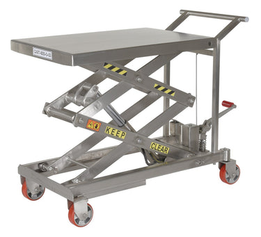Stainless Steel Scissor Carts 23-5/8 In. x 35-1/2 In. 800 Lb. Capacity Silver